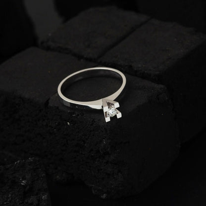14K White Gold 0.10 Ct Diamond Single Stone Ring