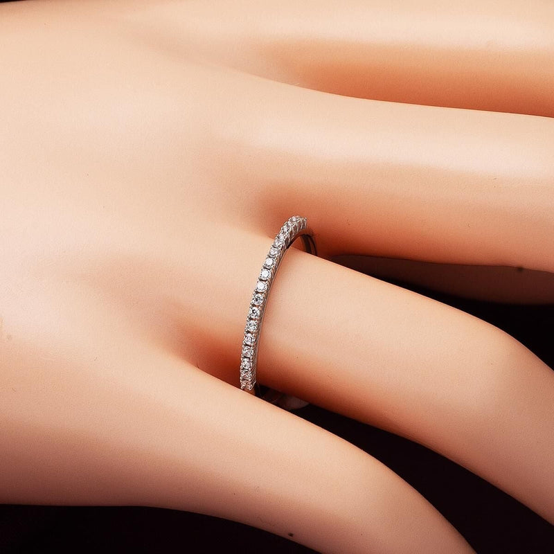 14K White Gold 0.10 Ct Half Eternity Diamond Ring