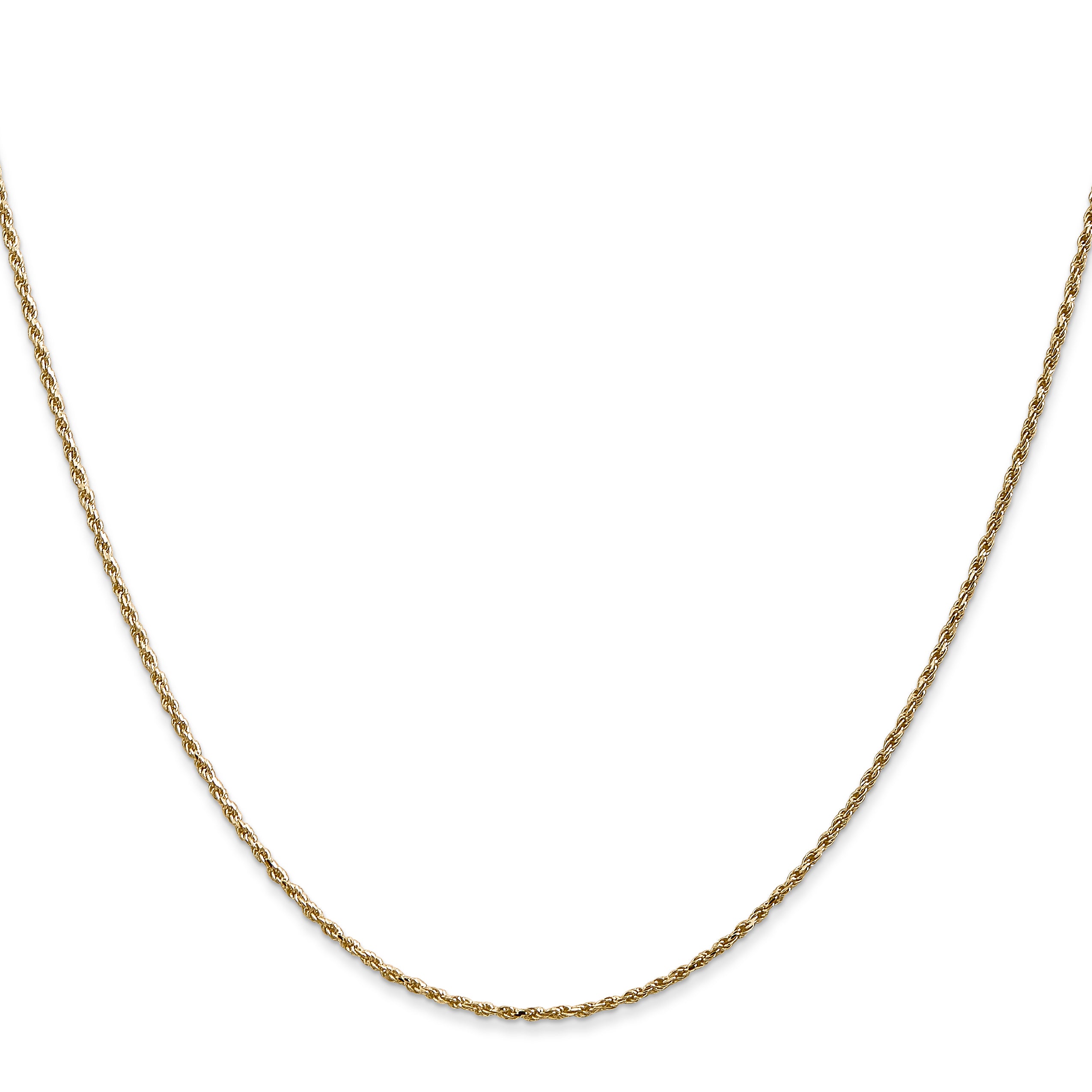 14k Yellow Gold 14 inch 1.15mm Diamond-cut Machine Made Rope with Lobster Clasp Chain