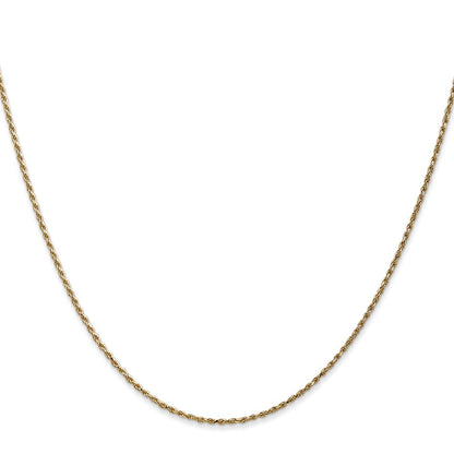 14k Yellow Gold 1.15mm Diamond-cut Machine Made Rope with Lobster Clasp Chain Necklace
