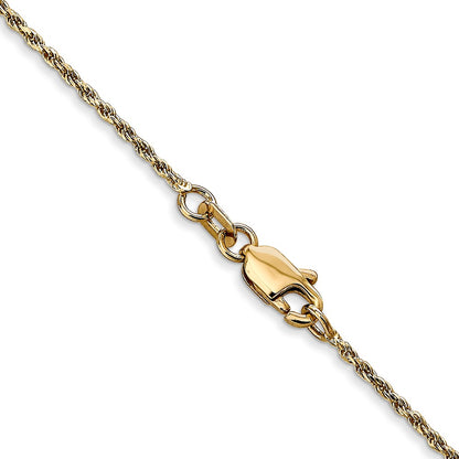 14k Yellow Gold 1.15mm Diamond-cut Machine Made Rope with Lobster Clasp Chain Necklace