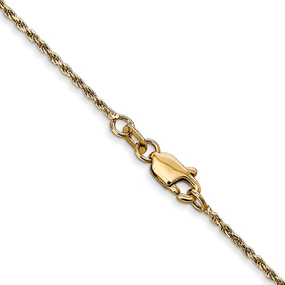 14k Yellow Gold 14 inch 1.15mm Diamond-cut Machine Made Rope with Lobster Clasp Chain