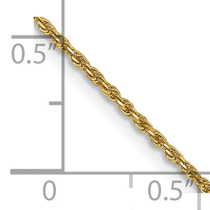 14k Yellow Gold 14 inch 1.15mm Diamond-cut Machine Made Rope with Lobster Clasp Chain