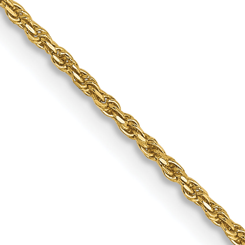 14k Yellow Gold 14 inch 1.15mm Diamond-cut Machine Made Rope with Lobster Clasp Chain