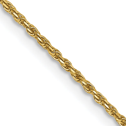 14k Yellow Gold 14 inch 1.15mm Diamond-cut Machine Made Rope with Lobster Clasp Chain