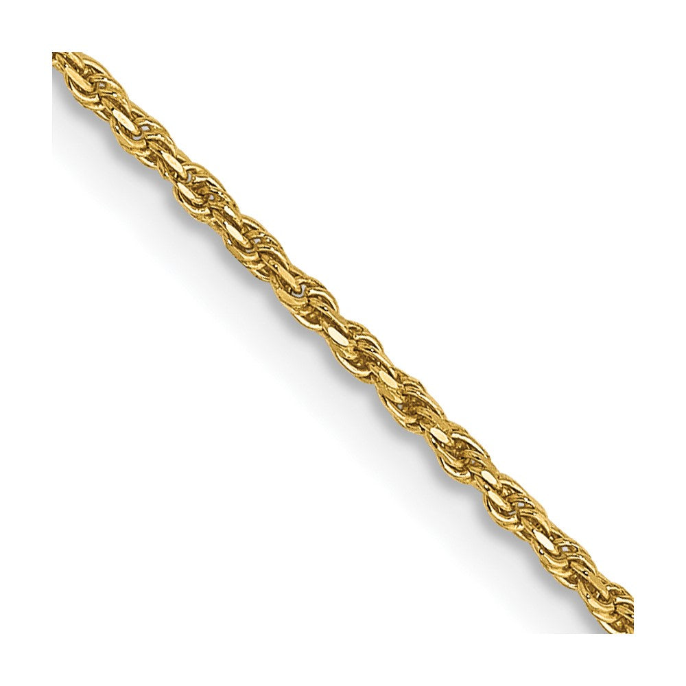 14k Yellow Gold 1.15mm Diamond-cut Machine Made Rope with Lobster Clasp Chain Necklace