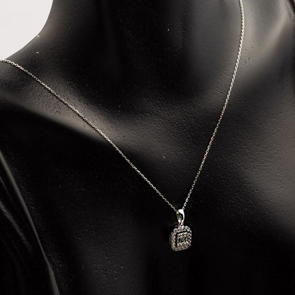 14K White Gold 0.11 Ct Baguette Diamond Necklace