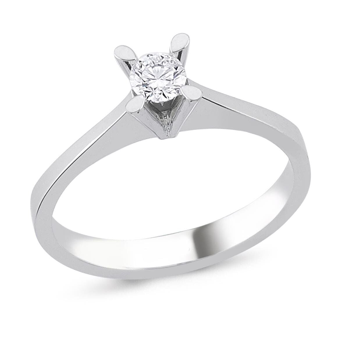 14K White Gold 0.11 Ct Solitaire Diamond Ring (2.5 g)