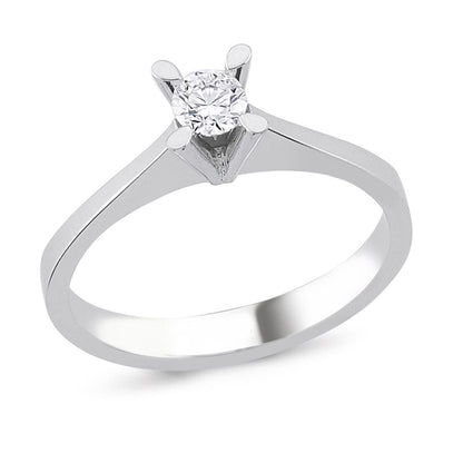 14K White Gold 0.11 Ct Solitaire Diamond Ring (2.5 g)