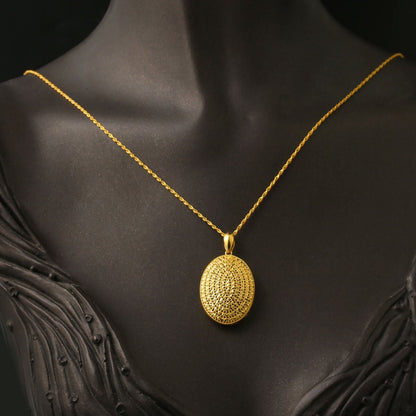 14K Yellow Gold Sparkling Oval Pendant