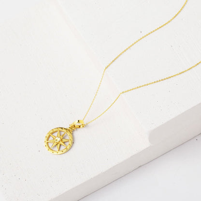 14K Yellow Gold Compass Pendant
