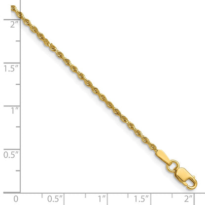 14k Yellow Gold 1.5mm Diamond-cut Rope with Lobster Clasp Chain Necklace