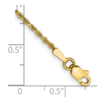 14k Yellow Gold 5.5 inch 1.5mm Diamond-cut Rope with Lobster Clasp Chain Bracelet