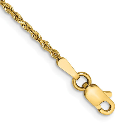 14k Yellow Gold 6 inch 1.5mm Diamond-cut Rope with Lobster Clasp Chain Bracelet
