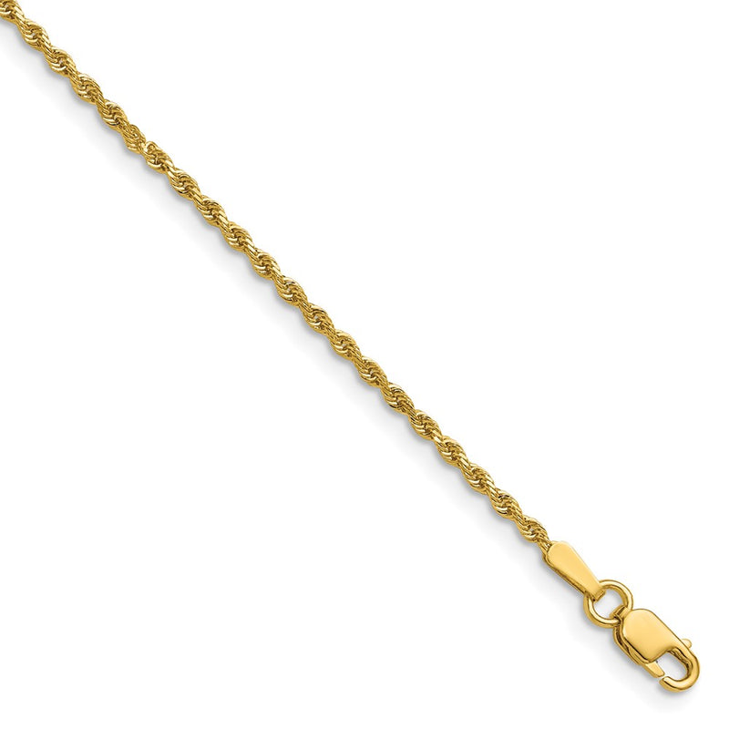 14k Yellow Gold 1.5mm Diamond-cut Rope with Lobster Clasp Chain Children's Necklace