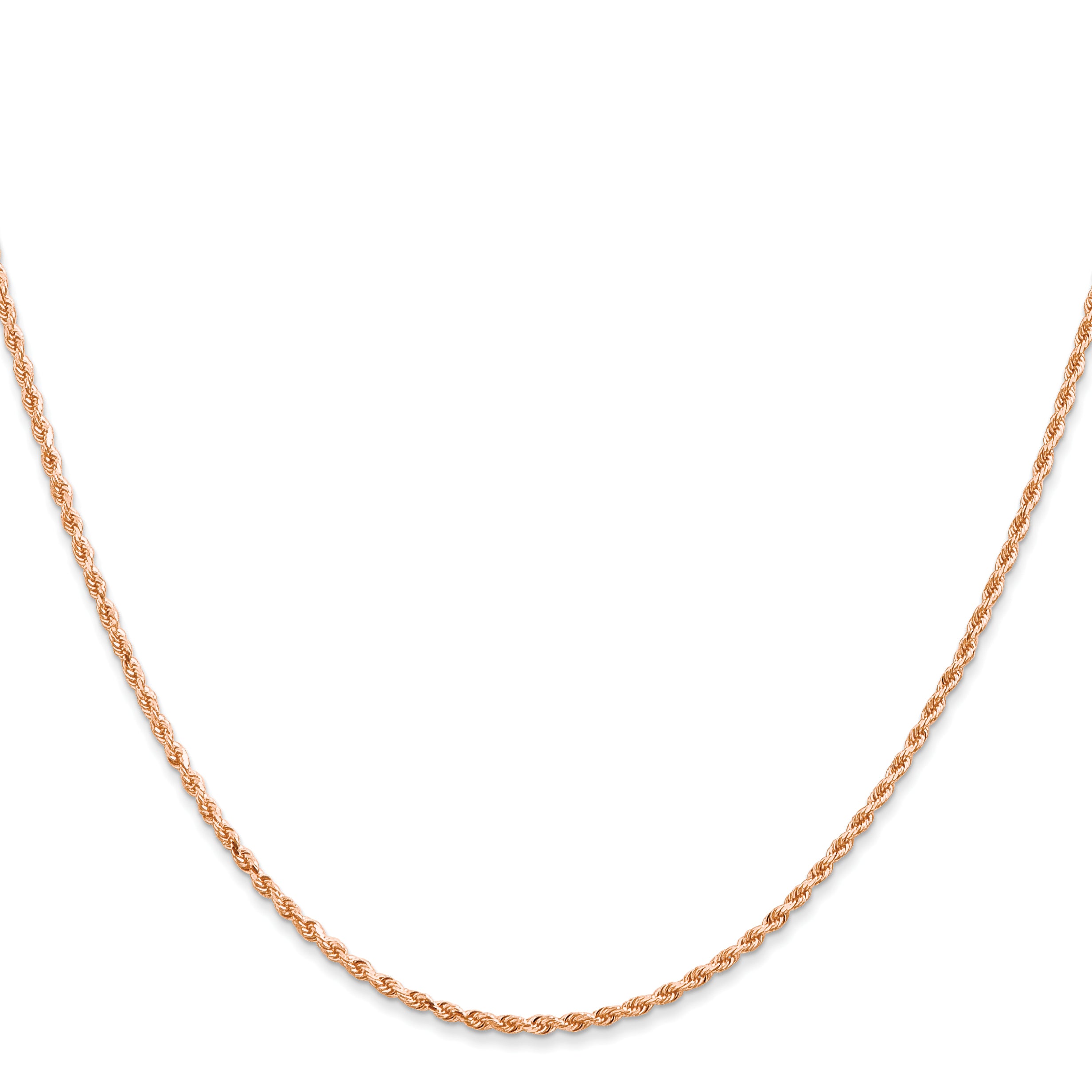 14k Rose Gold 14 inch 1.5mm Diamond-cut Rope with Lobster Clasp Chain