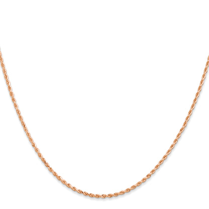 14k Rose Gold 14 inch 1.5mm Diamond-cut Rope with Lobster Clasp Chain