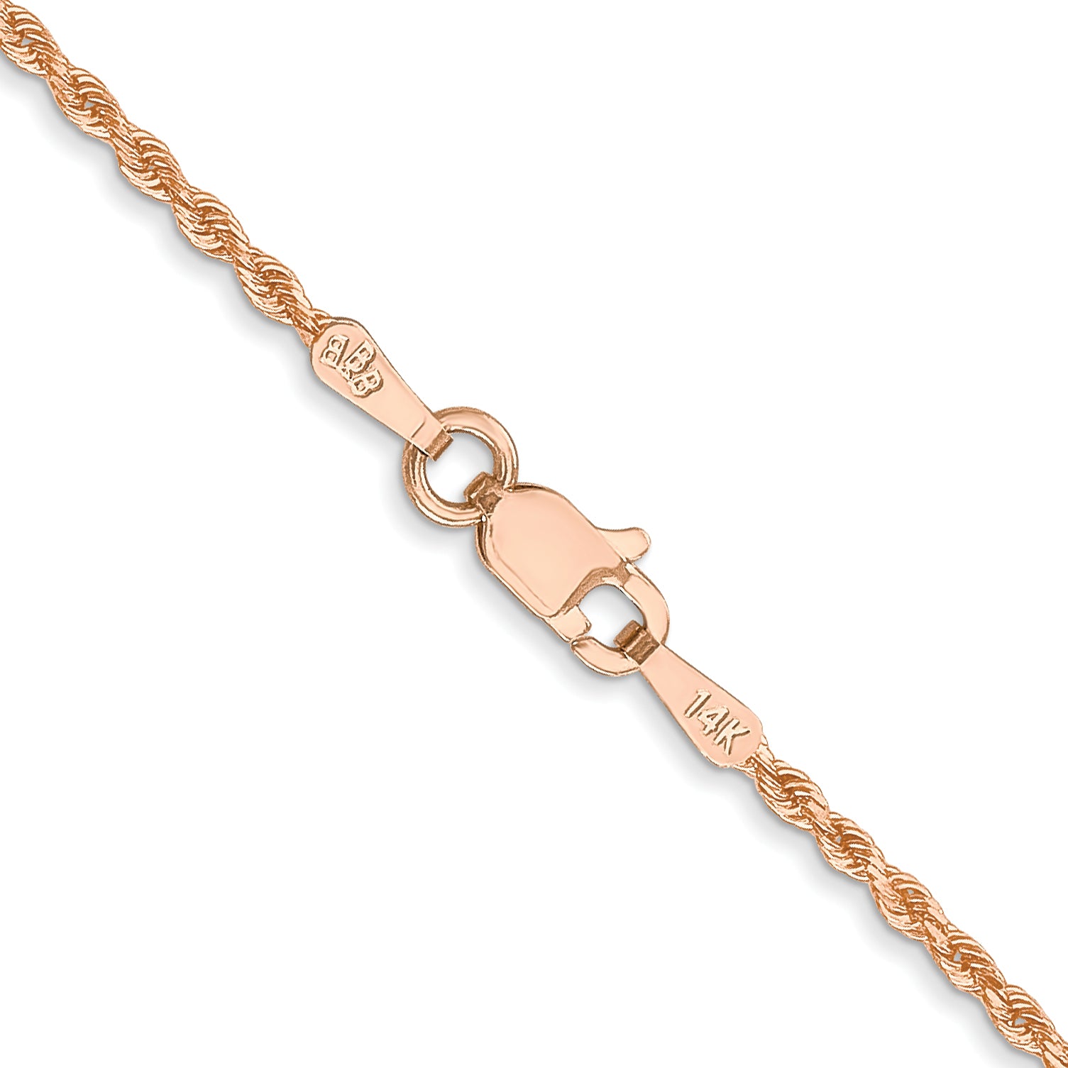 14k Rose Gold 14 inch 1.5mm Diamond-cut Rope with Lobster Clasp Chain