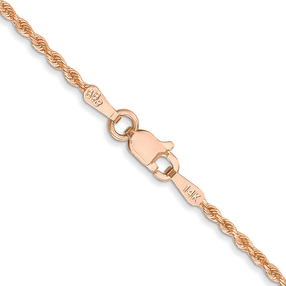 14k Rose Gold 14 inch 1.5mm Diamond-cut Rope with Lobster Clasp Chain