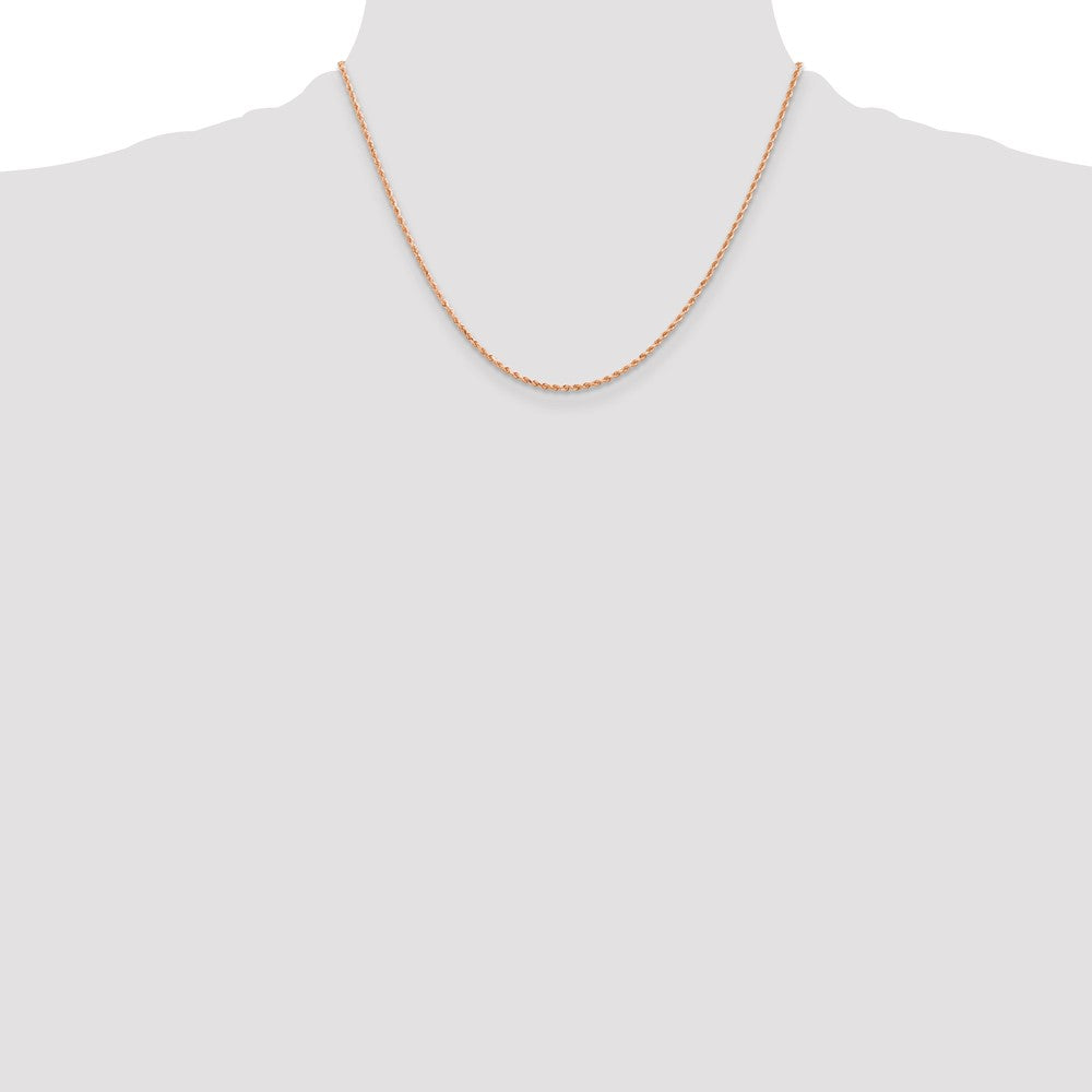 14k Rose Gold 1.5mm Diamond-cut Rope with Lobster Clasp Chain Necklace