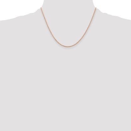 14k Rose Gold 1.5mm Diamond-cut Rope with Lobster Clasp Chain Necklace