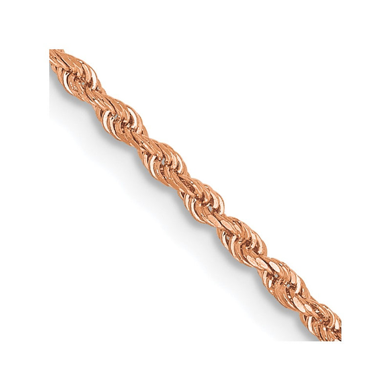 14k Rose Gold 1.5mm Diamond-cut Rope with Lobster Clasp Chain Children's Necklace