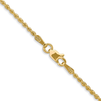 14k Yellow Gold 14 inch 1.5mm Regular Rope with Lobster Clasp Chain