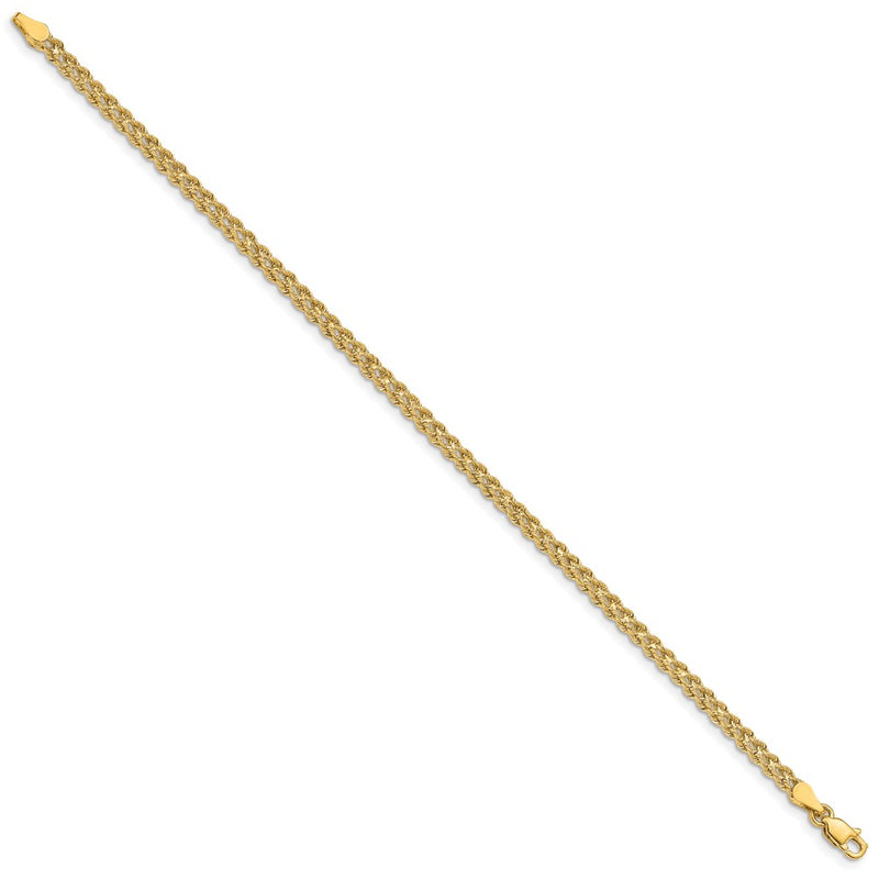 14k Yellow Gold 3.0mm Wide Double Strand Rope Chain Bracelet