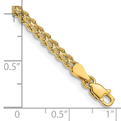 14k Yellow Gold 3.0mm Wide Double Strand Rope Bracelet