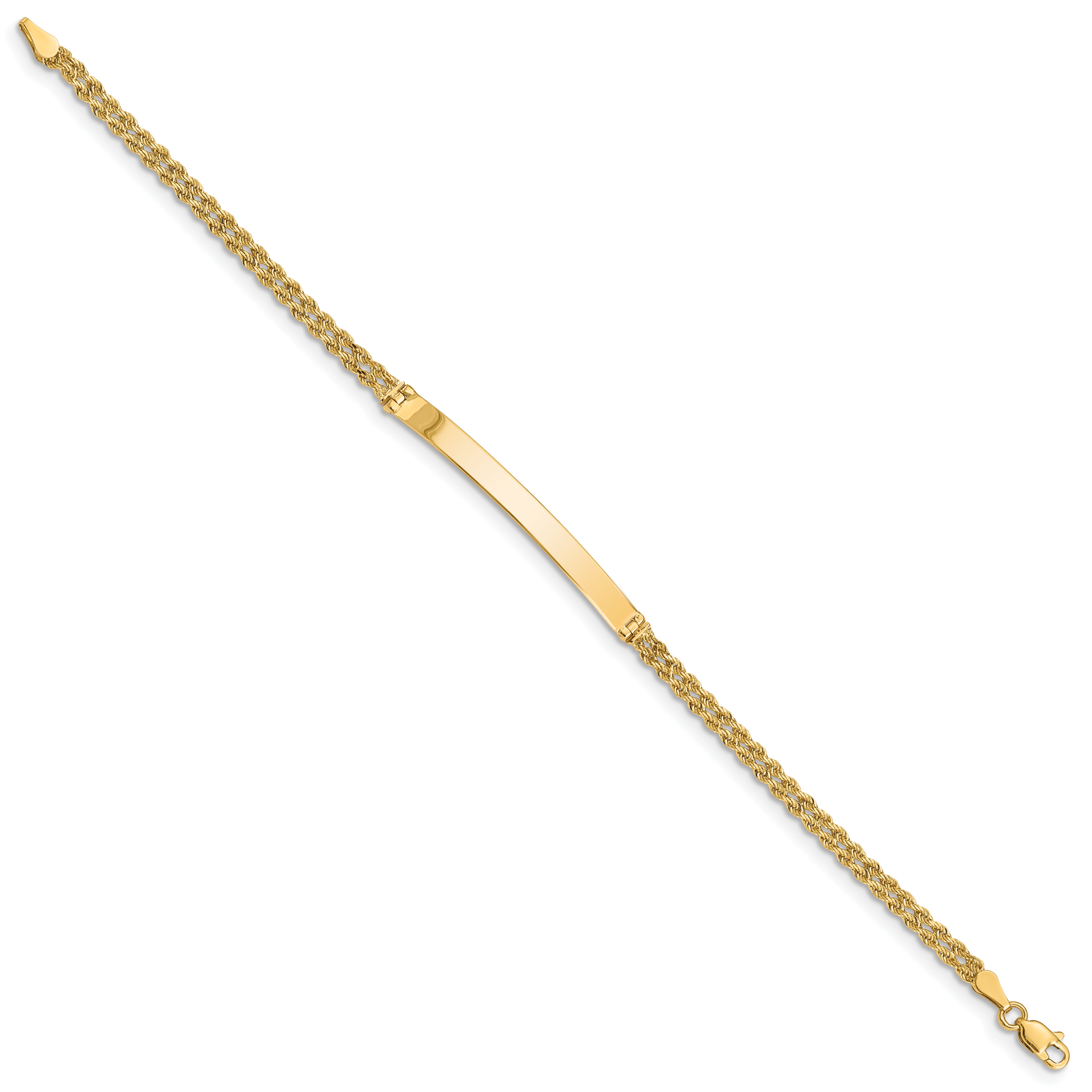 14k Yellow Gold Two Strand Rope ID Bracelet