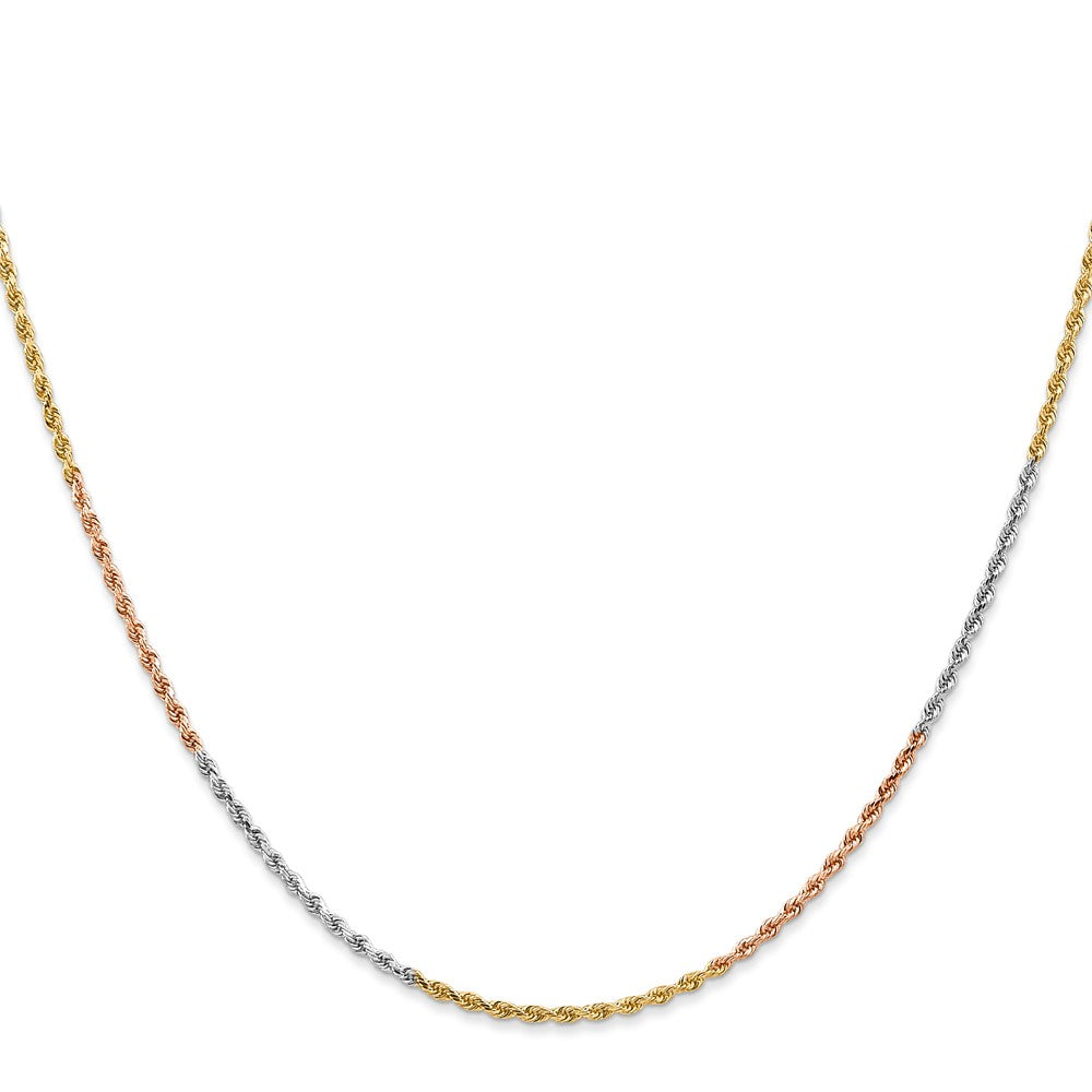 14k Tri-Color Tri-colored 1.5mm Diamond-cut Rope with Lobster Clasp Chain Necklace