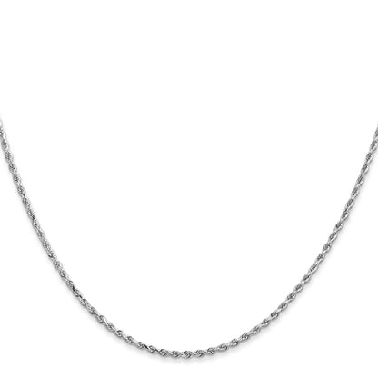 14k White Gold 14 inch 1.5mm Diamond-cut Rope with Lobster Clasp Chain