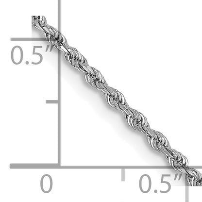 14k White Gold 14 inch 1.5mm Diamond-cut Rope with Lobster Clasp Chain