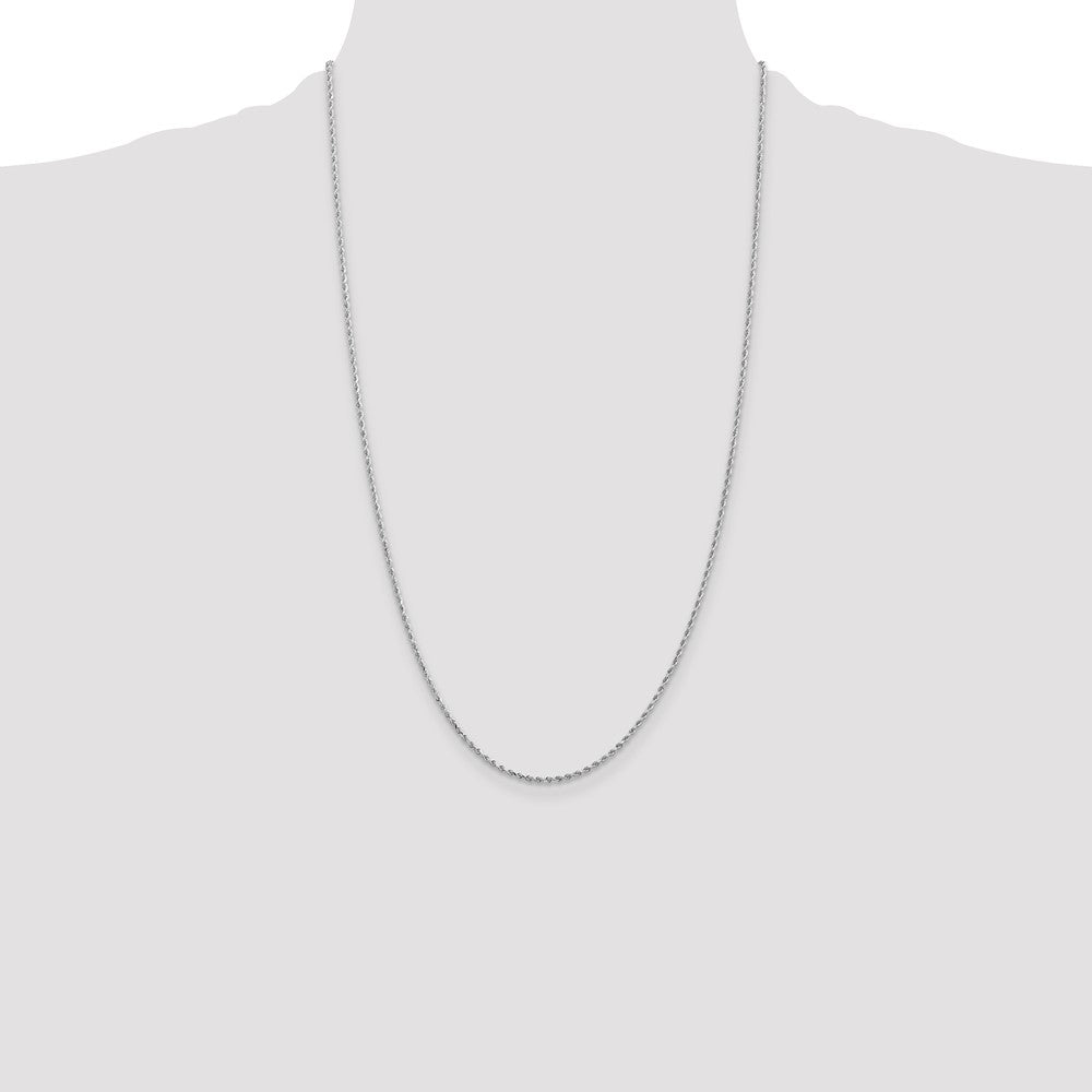 14k White Gold 26 inch 1.5mm Diamond-cut Rope with Lobster Clasp Chain Necklace