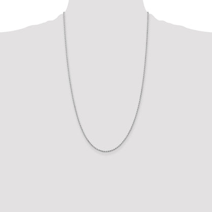 14k White Gold 26 inch 1.5mm Diamond-cut Rope with Lobster Clasp Chain Necklace