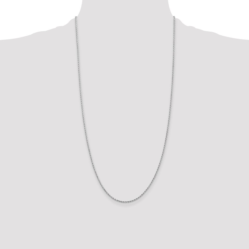 10k White Gold 1.5mm Diamond-cut Rope Chain Necklace