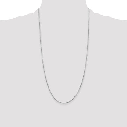 10k White Gold 1.5mm Diamond-cut Rope Chain Necklace