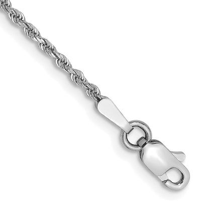 14k White Gold 6 inch 1.5mm Diamond-cut Rope with Lobster Clasp Chain Bracelet
