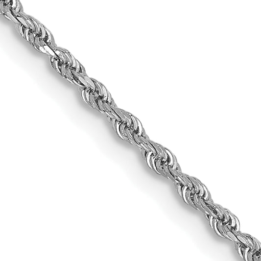 14k White Gold 14 inch 1.5mm Diamond-cut Rope with Lobster Clasp Chain