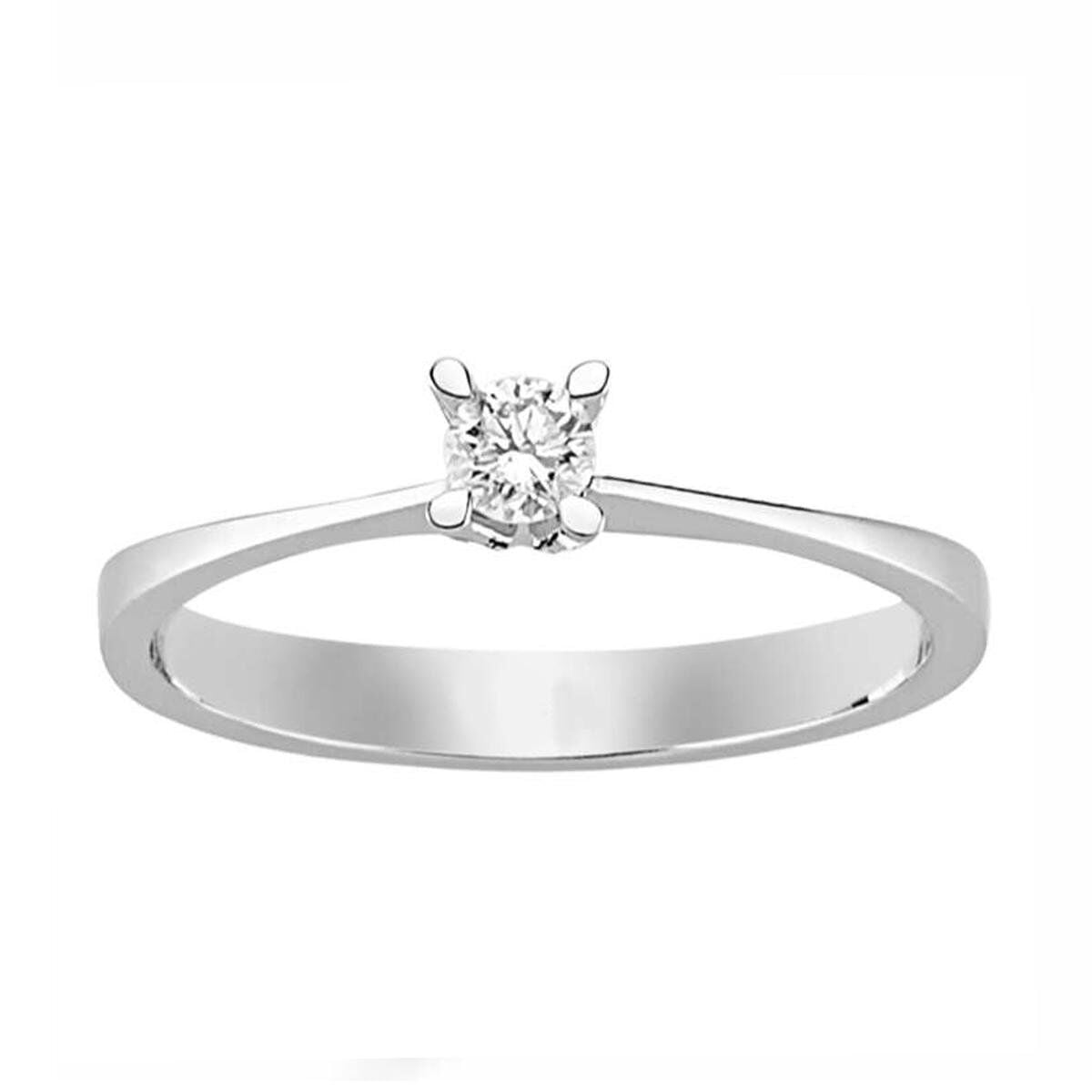 14K White Gold 0.13 Ct Solitaire Diamond Ring