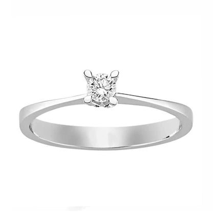 14K White Gold 0.13 Ct Solitaire Diamond Ring