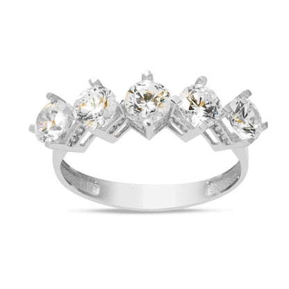 14K White Gold Five Stone Cubic Zirconia Ring (2.75 g)