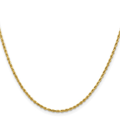 16 Inch 14k Yellow Gold 1.8mm Lightweight D/C Rope with Lobster Clasp Chain Necklace