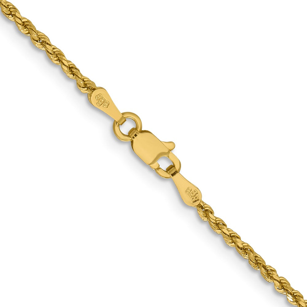 16 Inch 14k Yellow Gold 1.8mm Lightweight D/C Rope with Lobster Clasp Chain Necklace