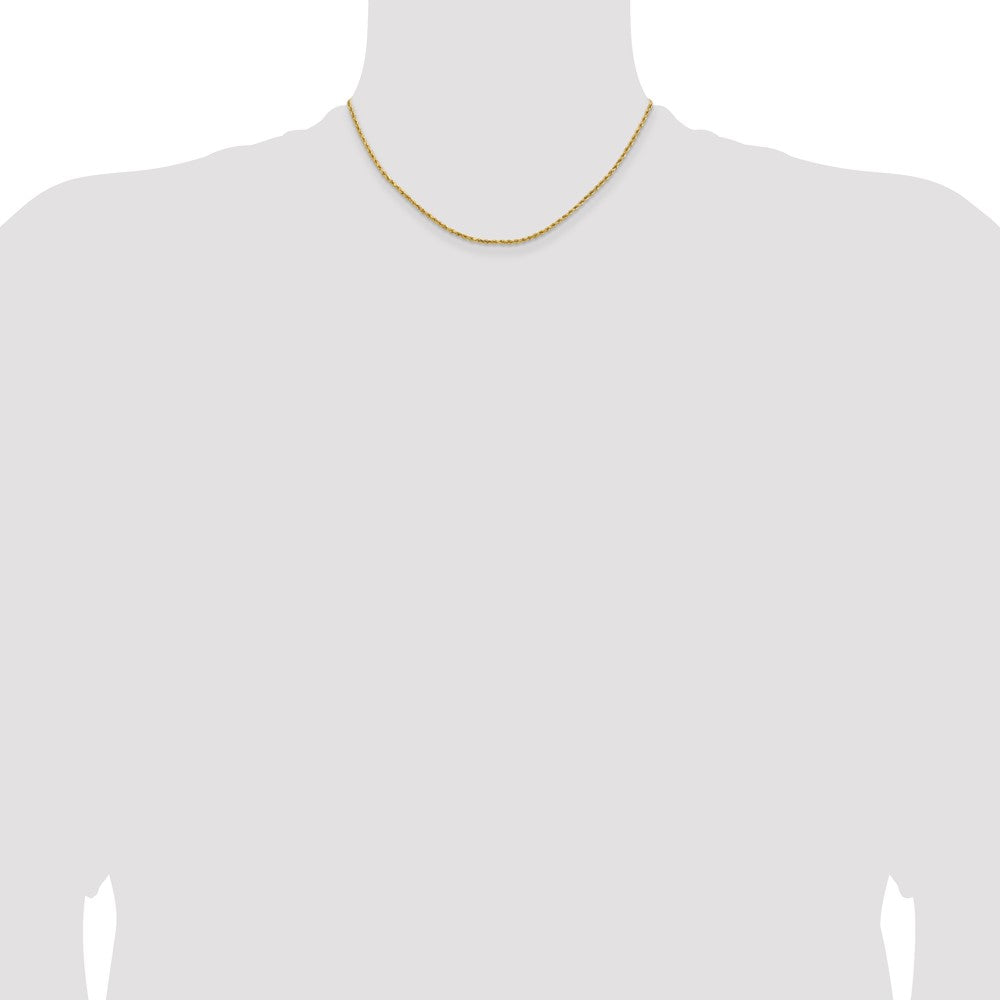16 Inch 14k Yellow Gold 1.8mm Lightweight D/C Rope with Lobster Clasp Chain Necklace
