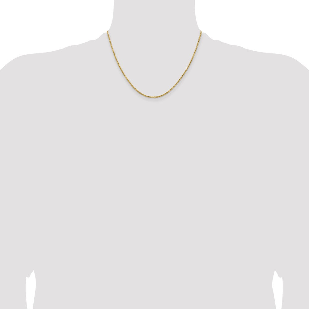 18 Inch 14k Yellow Gold 1.8mm Lightweight D/C Rope with Lobster Clasp Chain Necklace