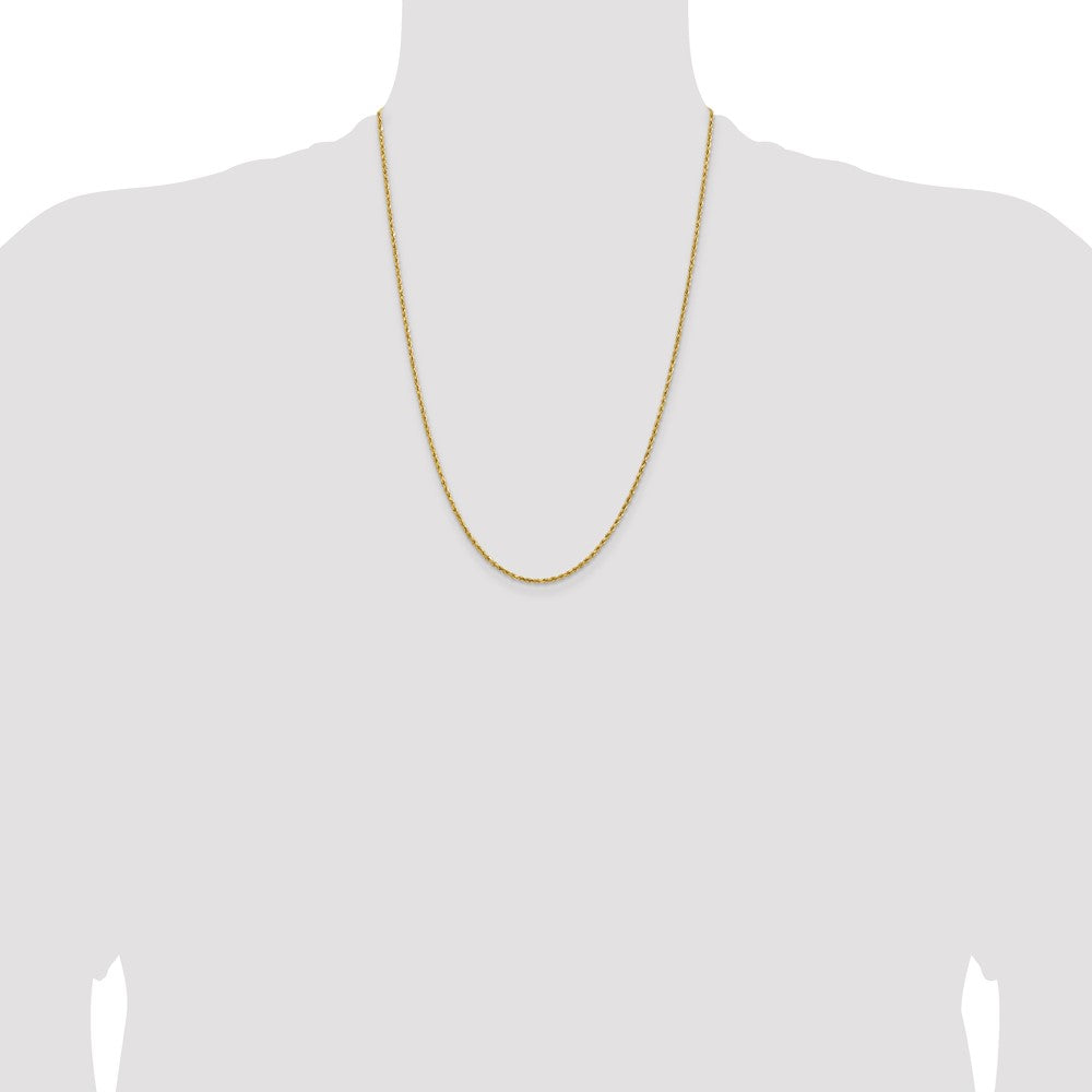 24 Inch 14k Yellow Gold 1.8mm Lightweight D/C Rope with Lobster Clasp Chain Necklace
