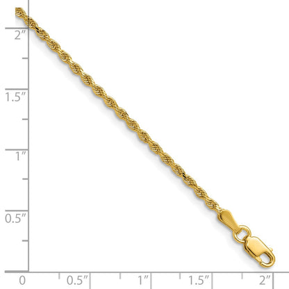 14k Yellow Gold 36 inch 1.75mm Diamond-cut Rope with Lobster Clasp Chain Necklace