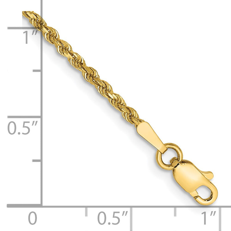 14k Yellow Gold 1.75mm Diamond-cut Rope with Lobster Clasp Chain Anklet