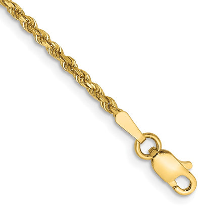 14k Yellow Gold 9 inch 1.75mm Diamond-cut Rope with Lobster Clasp Anklet